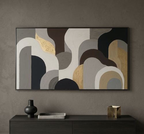 جديد لوحة جدارية رسم معجون بتصميم تجريدي هندسي أفق...
