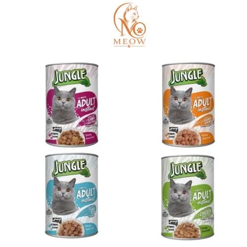 Jungle canned wet food for adult cats 415 grams multiple flavors