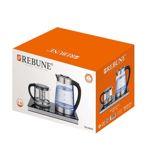 طقم غلاية كهربائية وإبريق شاي زجاجي ريبون 2 لتر مع...