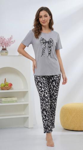Two-piece sleepwear, with a bold leopard print.
