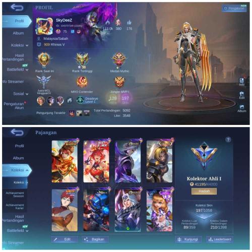 حساب موبايل ليجيند 199 سكن !