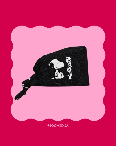 Snoopy Black Surgical Cap