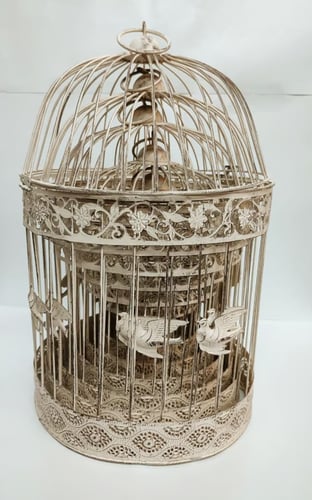 قفص عصفور حديد كبير 3 قطعة لون ابيض