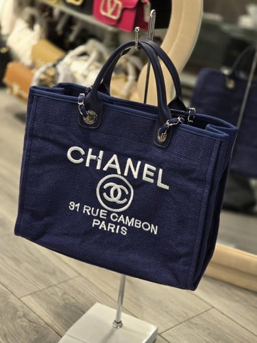 شنط شانيل حجم وسط قماش مع تطريز