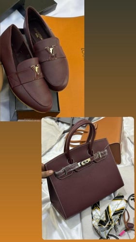 طقم شنطة هيرمز إيرمز حجم وسط مع شوز لويس فيتون لون...