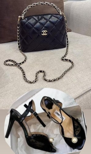 طقم شنطة شانيل وكعب جيمي شو