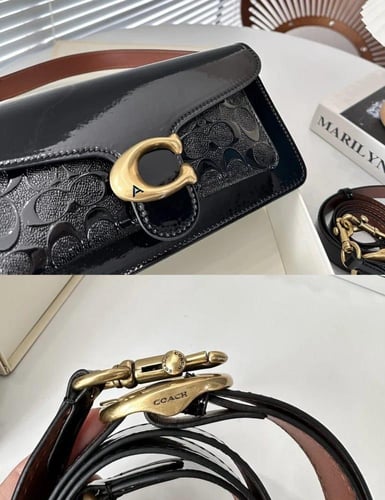 شنطة كوتش هاي كوالتي اسود لامع وسط