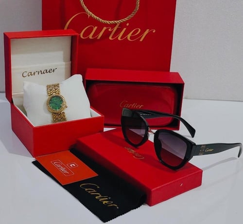 طقم هدايا نظارة كارتير كوالتي وساعه ضمان سنتين مع...