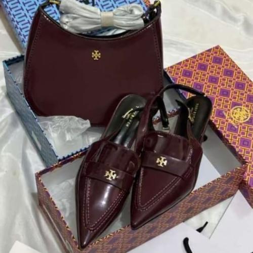 طقم كعب وشنطة توري بورش الكعب قصير