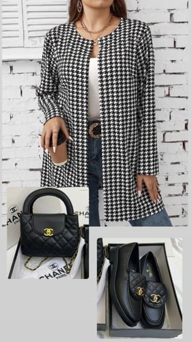 طقم شنطة وشوز شانيل كوالتي لون اسود