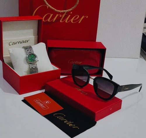 طقم هدايا نظارة كارتير كوالتي وساعه ضمان سنتين مع...