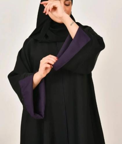 عباية تطريز بنفسجي اكمام مبطنه