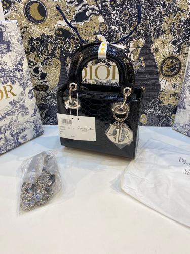 شنطة ديور لامع حجم صغير شنط حفلات لامعة مع الملحقا...