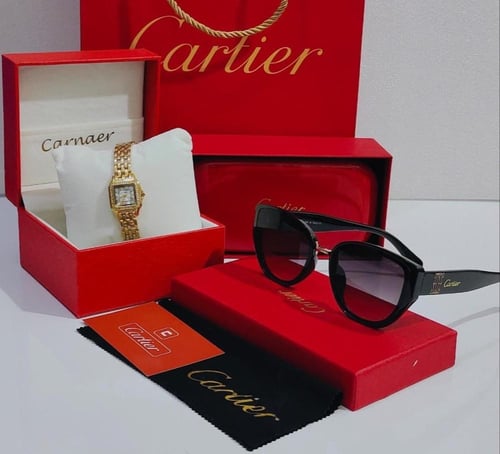 طقم هدايا نظارة كارتير كوالتي وساعه ضمان سنتين مع...