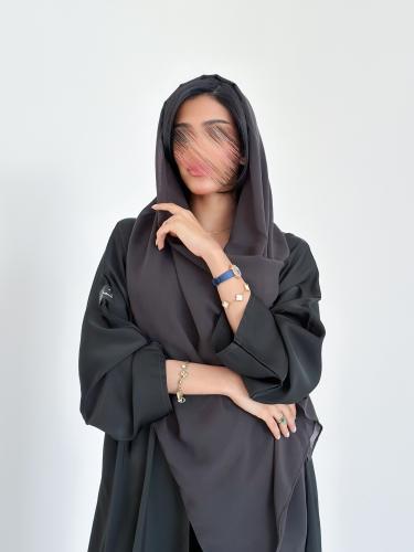 Ch120 olive-colored abaya wide black berry