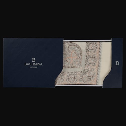 شال باشمينا من صوف الكشمير مع تصميم السيفين والنخل...