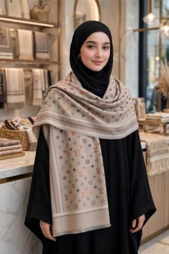شال صوف نقشه مونجرام شتوي -ستايل ماركه