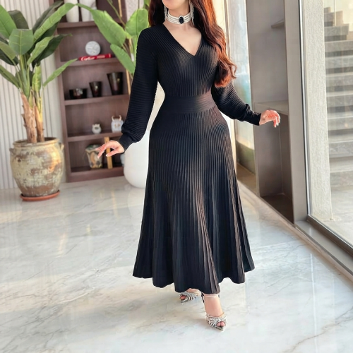 Livia فستان نسائي متوسط ​​الطول مضلع بأكمام واسعة
