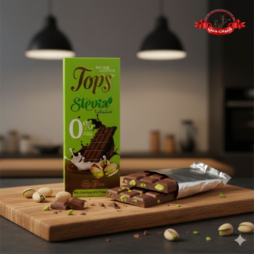 شوكولاتة توبس داكنة بالبستاشيو ومحلاة بالستيفيا بد...