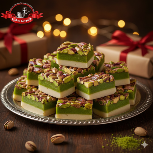 لوزينا اكسترا بالفستق الحلبي - شكل هلال او مستطيل