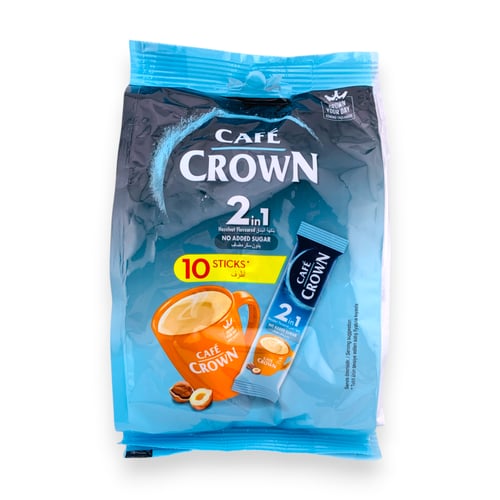كراون كافيه بنكهة البندق 2*1 بدون سكر مضاف - 10 أظ...