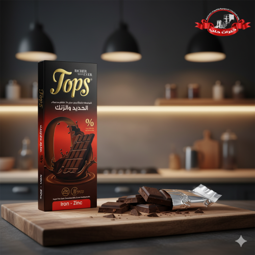 شوكولاتة توبس داكنة مدعمة بالحديد والزنك بدون سكر...