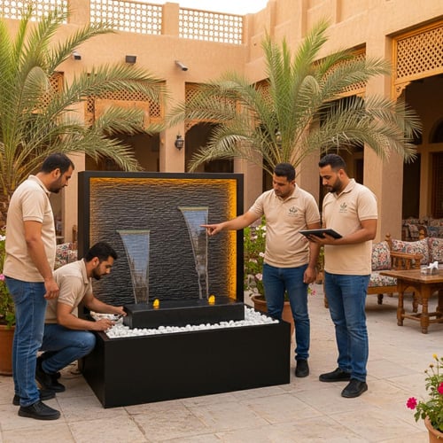 شلال جاهز متحرك مع نافورة مضيئة