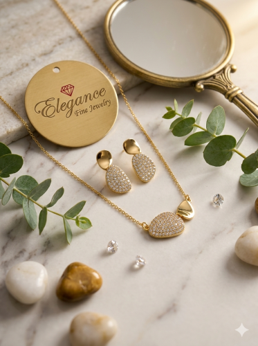 طقم اكسسوار نسائي ذهبي