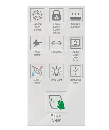 فرن غاز اوسكار 5 عيون 60×90 استيل جوانب سلفر امان...