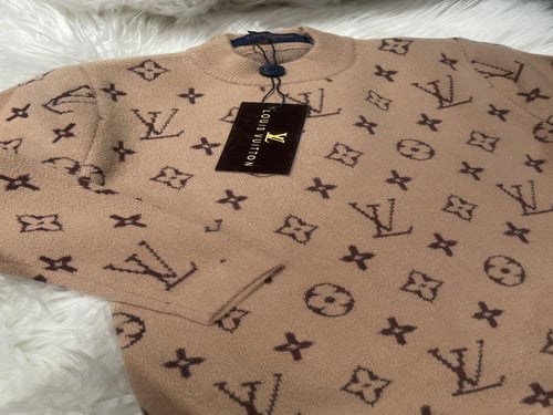 فستان LV صوف محبوك مزين بكرنيشة