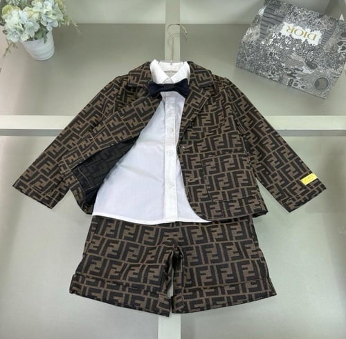 بدلة فندي ولادي رسمي قطعتين جاكيت+شورت فقط