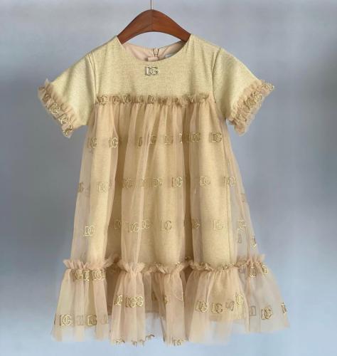 فستان D&G مطرز بالكامل بعلامة الماركة