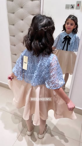 فستان فندي بدون بروش للمناسبات