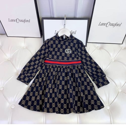 فستان قوتشي قطن ثقيل مزين ببروش لامع