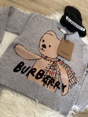 تيور بربري صوف بالكامل +قبعة رمادي