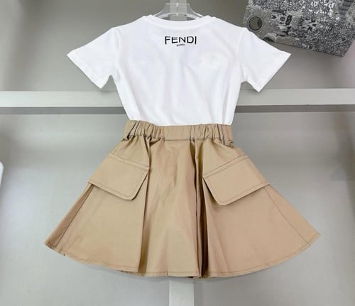 تيور فندي قطعتين بطبعة سكارف ملون بني واورنج