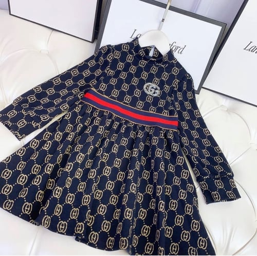 فستان قوتشي قطن ثقيل مزين ببروش لامع