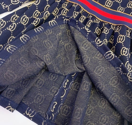 فستان قوتشي قطن ثقيل مزين ببروش لامع