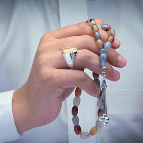 سبحة و خاتم ملكي عقيق يماني