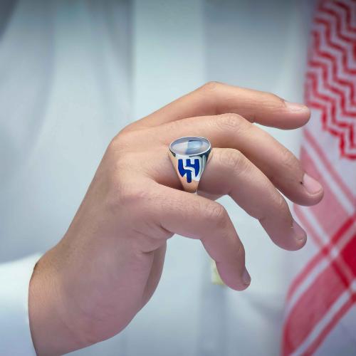 خاتم الهلال عقيق يماني مزهر