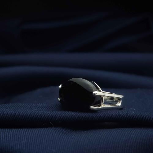 خاتم فضة عقيق يماني اسود