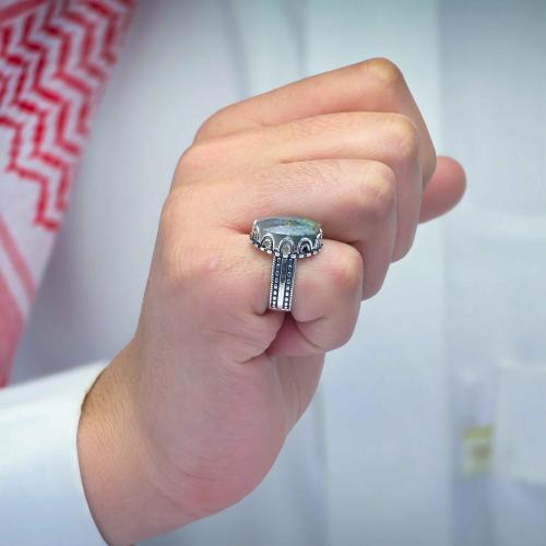 خاتم ملكي عقيق يماني طحلبي