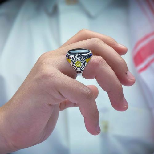 خاتم النصر عقيق يماني اسود
