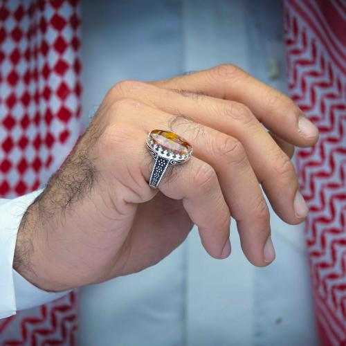 خاتم فضة عقيق يماني شعب مرجانية