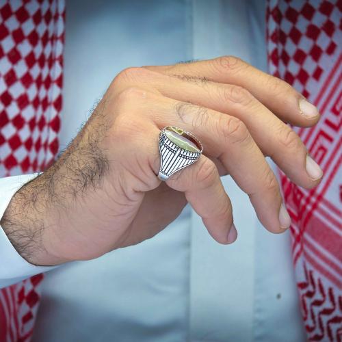 خاتم فضة عقيق يماني خرايطي