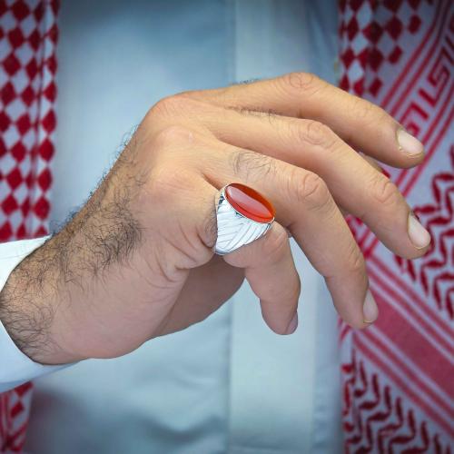 خاتم بحريني عقيق يماني احمر