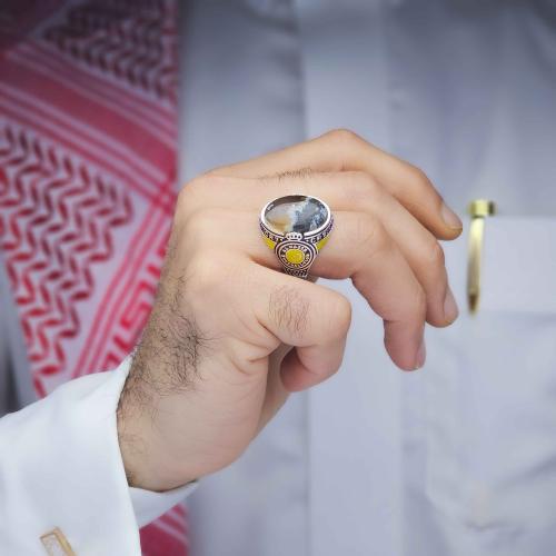 خاتم النصر عقيق يماني طحلبي