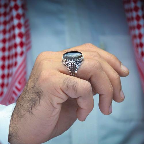 خاتم فضة عقيق يماني خرايطي