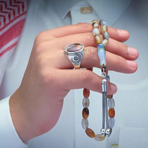 سبحة و خاتم ملكي عقيق يماني