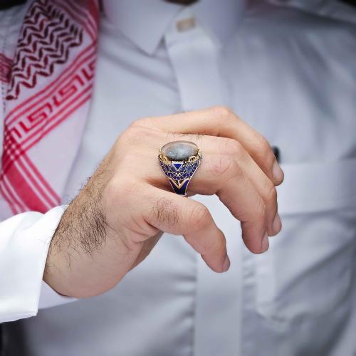 خاتم فضة عقيق يماني طحلبي